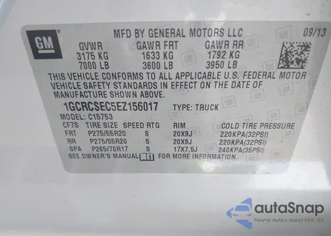 2014 Chevrolet Silverado 1500 1Lz from USA, damaged, VIN 1GCRCSEC5EZ156017